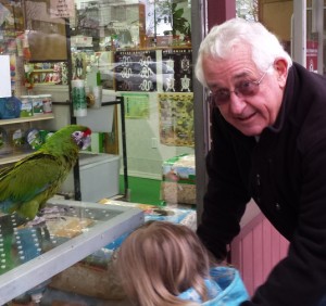 Jim and Nora discover the parrot at A Place For Pets.
